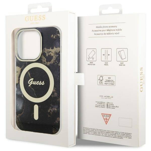 GUESS GUHMP14LHTMRSK IPHONE 14 PRO 6.1 "BLACK/BLACK HARDCASE GOLDEN MARBLE MAGSAFE