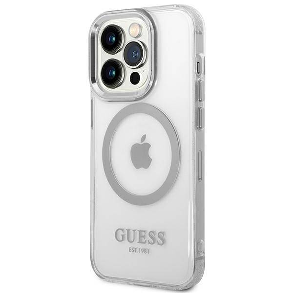 GUESS GUHMP14LHTMS IPHONE 14 PRO 6.1 "SILVER/SILVER HARD CASE METAL OUTLINE MAGSAFE