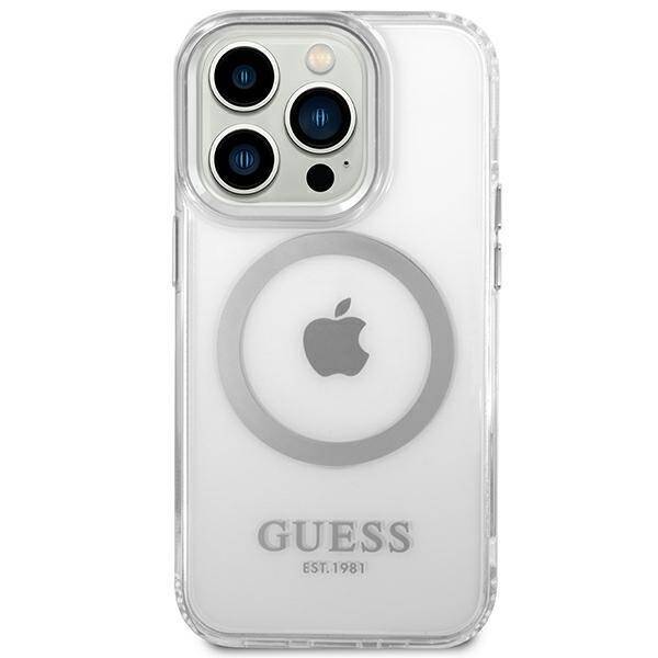 GUESS GUHMP14LHTMS IPHONE 14 PRO 6.1 "SILVER/SILVER HARD CASE METAL OUTLINE MAGSAFE