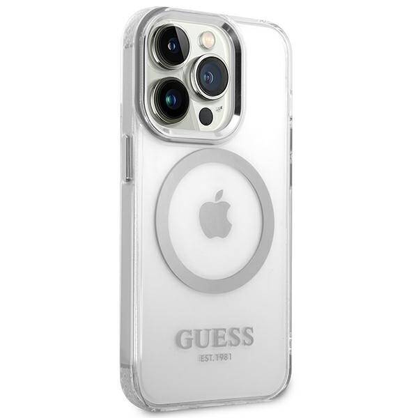 GUESS GUHMP14LHTMS IPHONE 14 PRO 6.1 "SILVER/SILVER HARD CASE METAL OUTLINE MAGSAFE