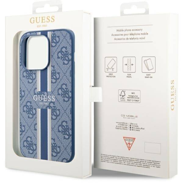 GUESS GUHMP14LP4RPSB IPHONE 14 PRO 6.1 "BLUE/BLUE HARDCASE 4G PRINTED STRIPES MAGSAFE