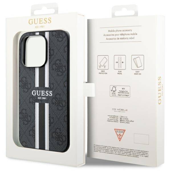 GUESS GUHMP14LP4RPSK IPHONE 14 PRO 6.1 "BLACK/BLACK HARDCASE 4G PRINTED STRIPE MIGSAFE