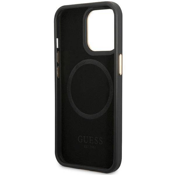 GUESS GUHMP14LSAPSTK IPHONE 14 PRO 6.1 "BLACK/BLACK HARDCASE PEONY LOGO PLATE MAGSAFE