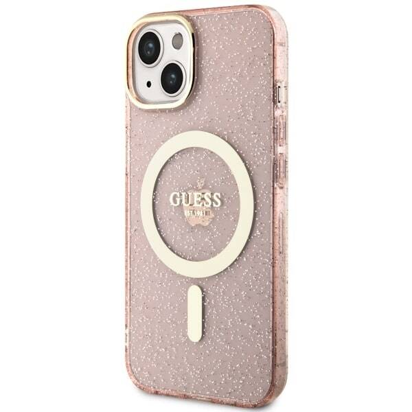 GUESS GUHMP14MHCCGP IPHONE 14 PLUS / 15 PLUS 6.7 "PINK / PINK HARDCASE GLITTER GOLD MAGSAFE