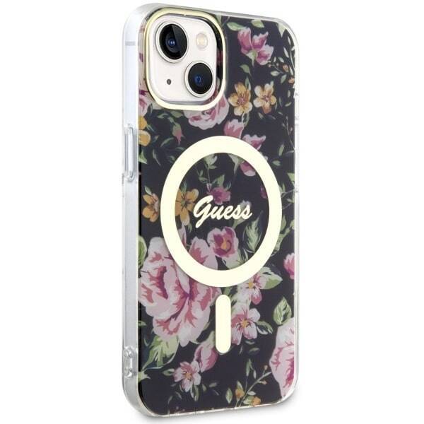 GUESS GUHMP14MHCFWSK IPHONE 14 PLUS / 15 PLUS 6.7 "BLACK / BLACK HARDCASE FLOWER MAGSAFE