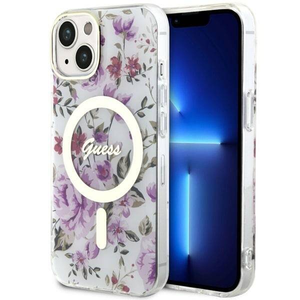 GUESS GUHMP14MHCFWST IPHONE 14 PLUS / 15 PLUS 6.7 "TRANSPARENT HARDCASE FLOWER MAGSAFE