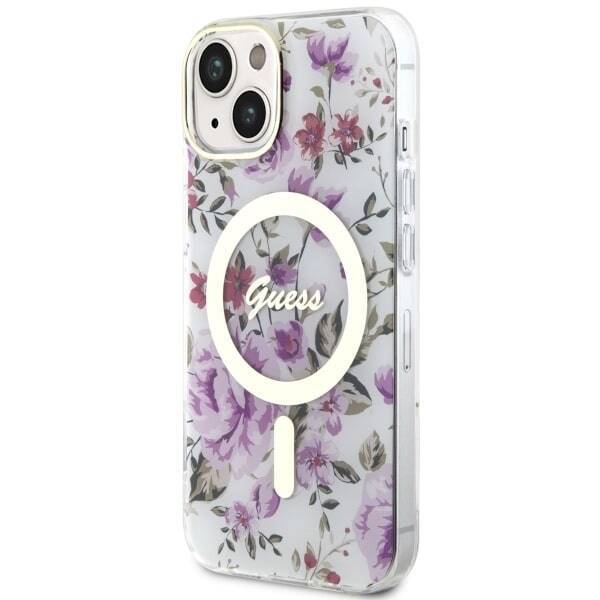 GUESS GUHMP14MHCFWST IPHONE 14 PLUS / 15 PLUS 6.7 "TRANSPARENT HARDCASE FLOWER MAGSAFE