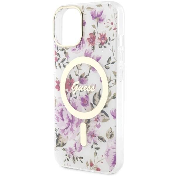 GUESS GUHMP14MHCFWST IPHONE 14 PLUS / 15 PLUS 6.7 "TRANSPARENT HARDCASE FLOWER MAGSAFE