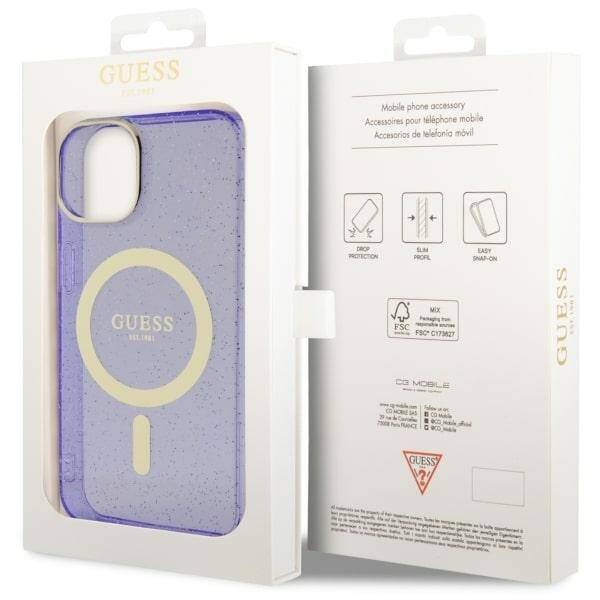 GUESS GUHMP14MHCGUG IPHONE 14 PLUS / 15 PLUS 6.7 "PURPLE / PURPLE HARDCASE GLITTER GOLD MAGSAFE