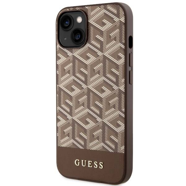 GUESS GUHMP14MHGCFSEW IPHONE 14 PLUS / 15 PLUS 6.7 "BROWN / BROWN HARD CASE GCUBE STRIPES MAGSAFE