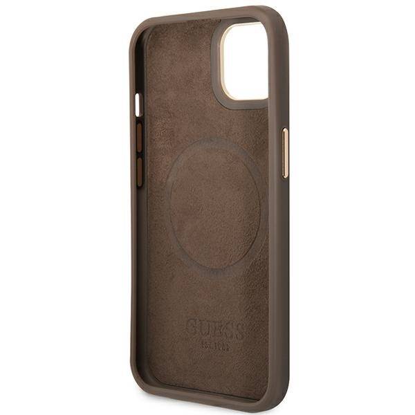 GUESS GUHMP14MU4GPRW IPHONE 14 PLUS / 15 PLUS 6.7 "BROWN / BROWN HARD CASE 4G PLATE MAGSAFE LOGO