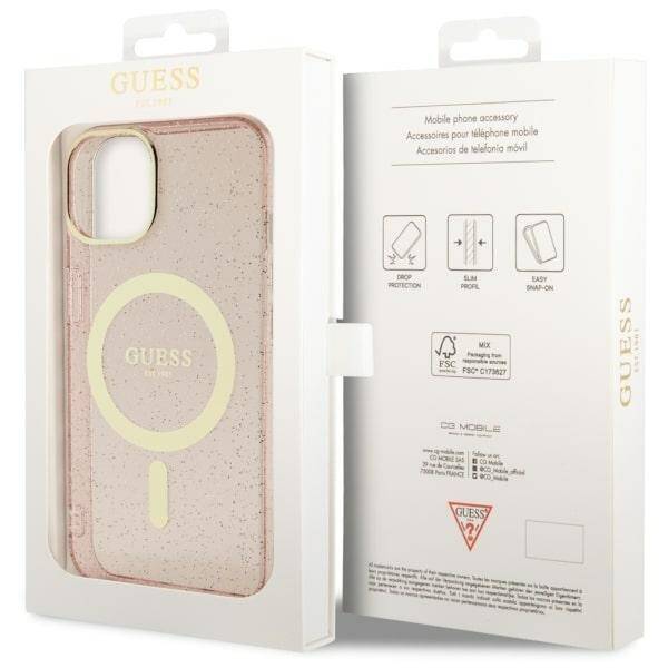 GUESS GUHMP14SHCCGP IPHONE 14/15/13 6.1 "PINK / PINK HARDCASE GLITTER GOLD MAGSAFE