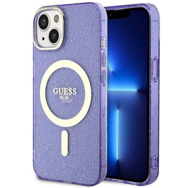 GUESS GUHMP14SHCCGU IPHONE 14/15/13 6.1 "PURPUROWY / PURPLE HARDCASE GLITTER GOLD MAGSAFE