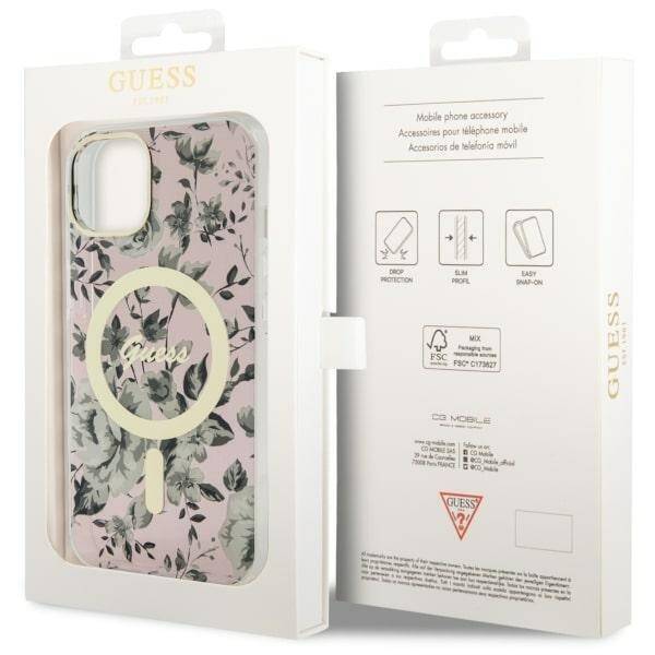 GUESS GUHMP14SHCFWSP IPHONE 14/15/13 6.1 "PINK / PINK HARDCASE FLOWER MAGSAFE