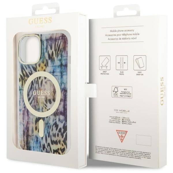 GUESS GUHMP14SHSHLEOPWB IPHONE 14/15/13 6.1 "BLUE / BLUE HARDCASE LEOPARD MAGSAFE