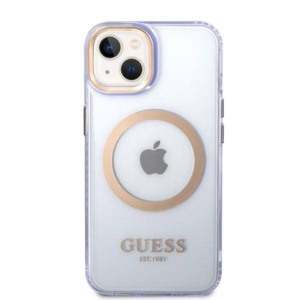 GUESS GUHMP14SHTCMU IPHONE 14/15/13 6.1 "PURPUROWY / PURPLE HARD CASE GOLD OUTLINE TRANSLUENT MAGSAFE