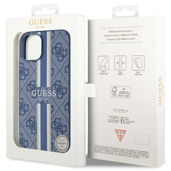 GUESS GUHMP14SP4RPSB IPHONE 14/15/13 6.1 "BLUE / BLUE HARDCASE 4G PRINTED STRIPES MAGSAFE