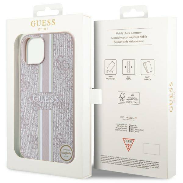 GUESS GUHMP14SP4RPSP IPHONE 14/15/13 6.1 "PINK / PINK HARDCASE 4G PRINTED STRIPES MAGSAFE