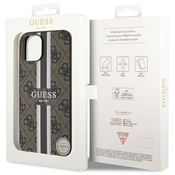 GUESS GUHMP14SP4RPSW IPHONE 14/15/13 6.1 "BROWN / BROWN HARDCASE 4G PRINTED STRIPE MAGSAFE