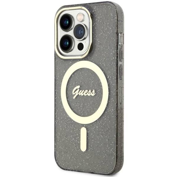 GUESS GUHMP14XHCCGK IPHONE 14 PRO MAX 6.7 "BLACK/BLACK HARDCASE GLITTER GOLD MAGSAFE