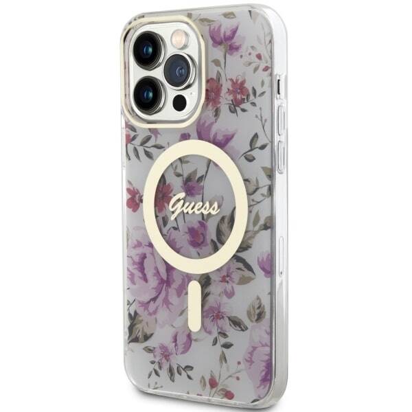 GUESS GUHMP14XHCFWST IPHONE 14 PRO MAX 6.7 "TRANSPARENT HARDCASE FLOWER MAGSAFE