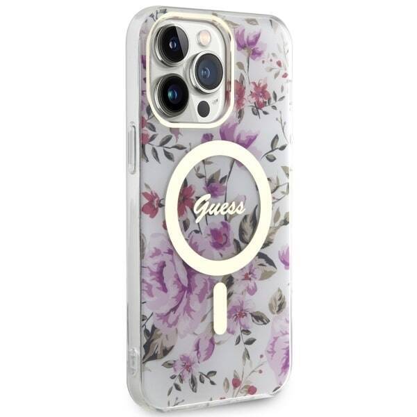 GUESS GUHMP14XHCFWST IPHONE 14 PRO MAX 6.7 "TRANSPARENT HARDCASE FLOWER MAGSAFE