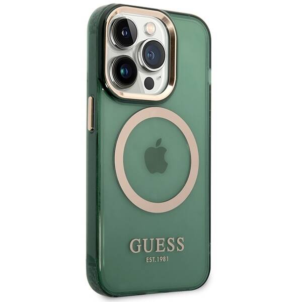 GUESS GUHMP14XHTCMA IPHONE 14 PRO MAX 6.7 "GREEN/KHAKI HARD CASE GOLD OUTLINE TRANSLUENT MAGSAFE