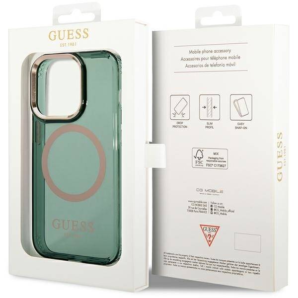 GUESS GUHMP14XHTCMA IPHONE 14 PRO MAX 6.7 "GREEN/KHAKI HARD CASE GOLD OUTLINE TRANSLUENT MAGSAFE