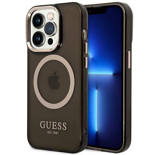 GUESS GUHMP14XHTCMK IPHONE 14 PRO MAX 6.7 "BLACK/BLACK HARD CASE GOLD OUTLINE TRANSLUENT MAGSAFE