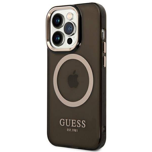 GUESS GUHMP14XHTCMK IPHONE 14 PRO MAX 6.7 "BLACK/BLACK HARD CASE GOLD OUTLINE TRANSLUENT MAGSAFE