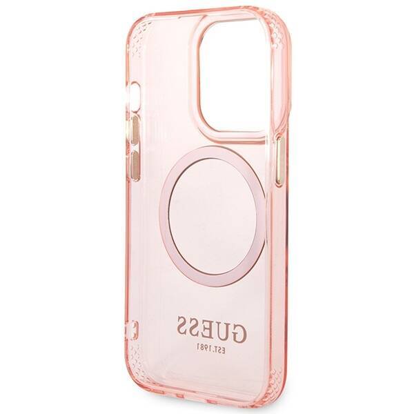 GUESS GUHMP14XHTCMP IPHONE 14 PRO MAX 6.7 "PINK/PINK HARD CASE GOLD OUTLINE TRANSLUENT MAGSAFE