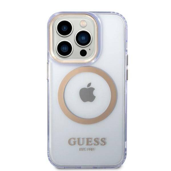 GUESS GUHMP14XHTCMU IPHONE 14 PRO MAX 6.7 "PURPLE/PURPLE HARD CASE GOLD OUTLINE TRANSLUENT MAGSAFE