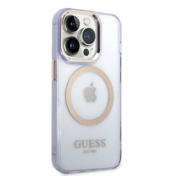 GUESS GUHMP14XHTCMU IPHONE 14 PRO MAX 6.7 "PURPLE/PURPLE HARD CASE GOLD OUTLINE TRANSLUENT MAGSAFE