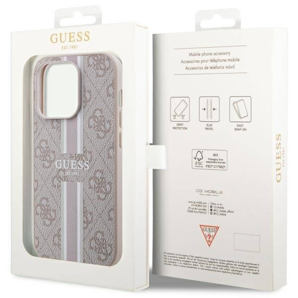 GUESS GUHMP14XP4RPSPP IPHONE 14 PRO MAX 6.7 "PINK/PINK HARDCASE 4G PRINTED STRIPES MAGSAFE