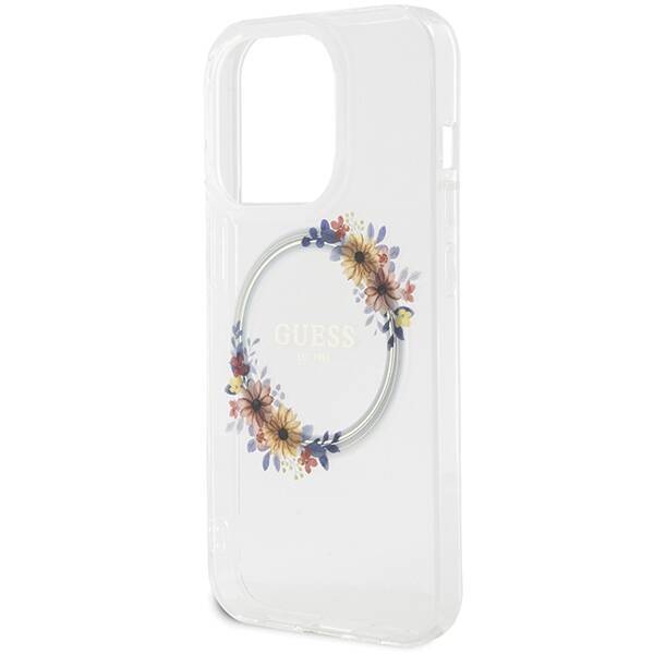 GUESS GUHMP15LHFWFFCT IPHONE 15 PRO 6.1 "TRANSPARENT HARDCASE IML FLOWERS WREATCH MAGSAFE