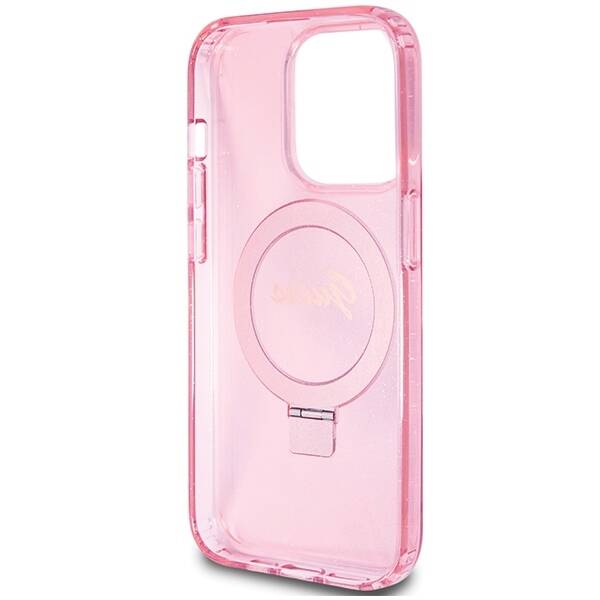 GUESS GUHMP15LHRSGSP IPHONE 15 PRO 6.1 "PINK/PINK HARDCASE RING STAND SCRIPT GLITTER MAGSAFE