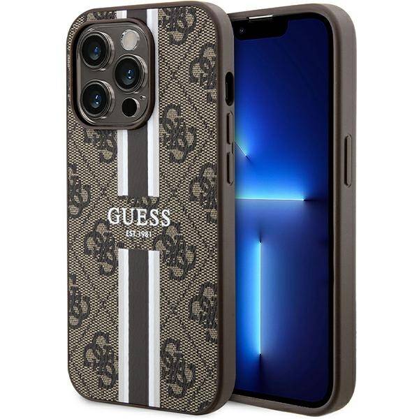 GUESS GUHMP15LP4RPSW IPHONE 15 PRO 6.1 "BROWN/BROWN HARDCASE 4G PRINTED STRIPES MAGSAFE