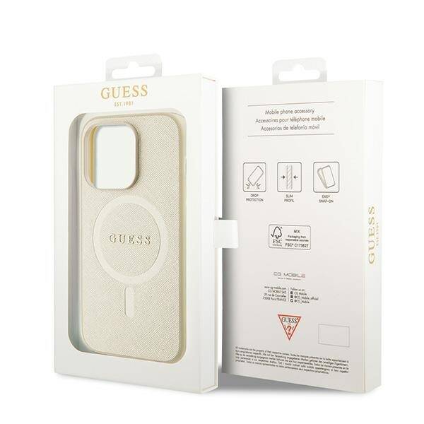 GUESS GUHMP15LPSAHMCB IPHONE 15 PRO 6.1 "GOLD/GOLD HARDCASE SAFFIANO MAGSAFE