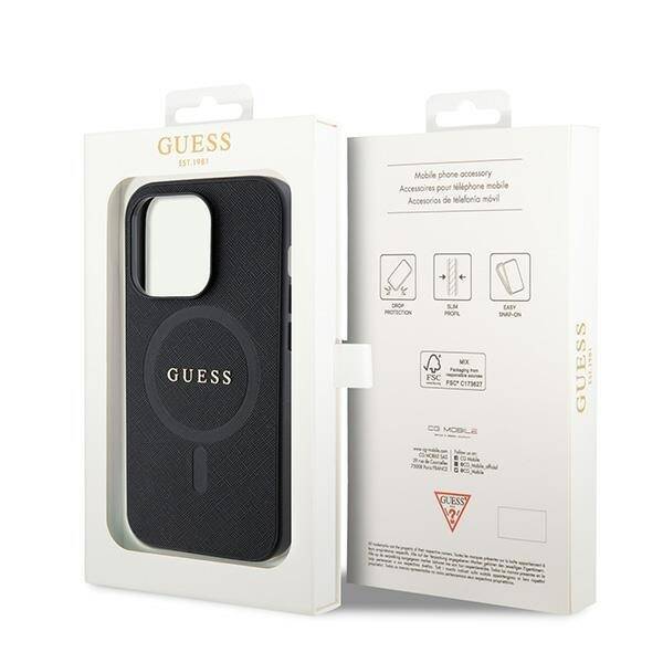 GUESS GUHMP15LPSAHMCK IPHONE 15 PRO 6.1 "BLACK/BLACK HARDCASE SAFFIANO MAGSAFE