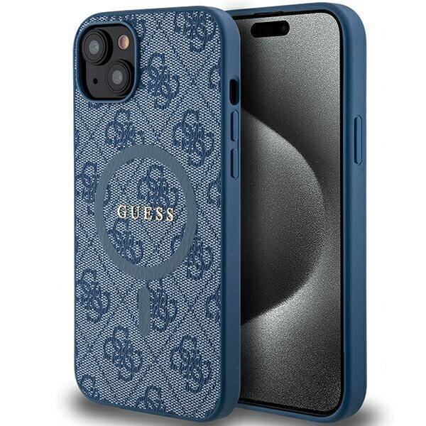 GUESS GUHMP15MG4GFRB IPHONE 15 PLUS / 14 PLUS 6.7 "BLUE / BLUE HARDCASE 4G COLLECTION LEATHER METAL MAGSAFE