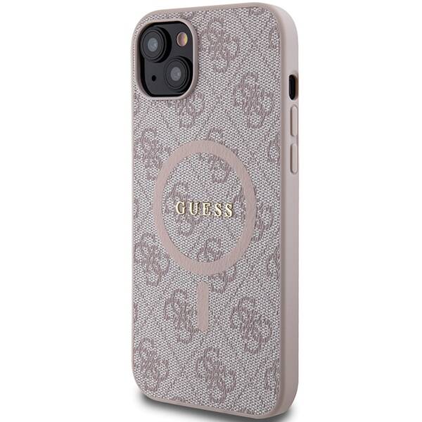 GUESS GUHMP15SG4GFRP IPHONE 15/14/13 6.1 "PINK / PINK HARDCASE 4G COLLECTION LEATHER METAL MAGSAFE LOGO