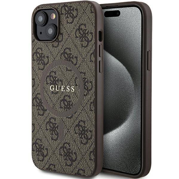 GUESS GUHMP15SG4GFRW IPHONE 15/14/13 6.1 "BROWN / BROWN HARDCASE 4G COLLECTION LEATHER METAL LOGO MAGSAFE