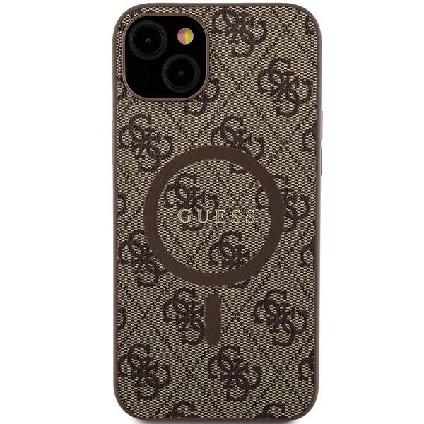 GUESS GUHMP15SG4GFRW IPHONE 15/14/13 6.1 "BROWN / BROWN HARDCASE 4G COLLECTION LEATHER METAL LOGO MAGSAFE