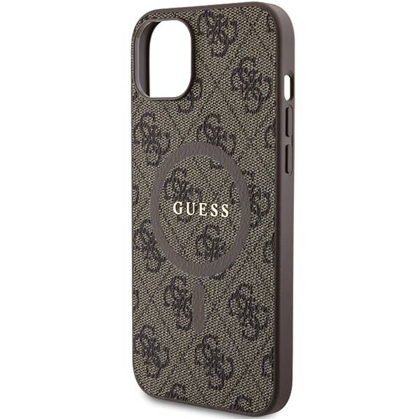 GUESS GUHMP15SG4GFRW IPHONE 15/14/13 6.1 "BROWN / BROWN HARDCASE 4G COLLECTION LEATHER METAL LOGO MAGSAFE