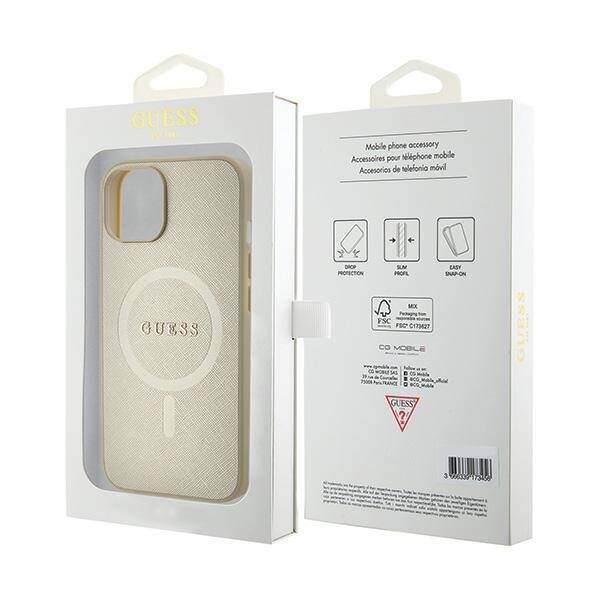 GUESS GUHMP15SPSAHMCB IPHONE 15/14/13 6.1 "ZŁOTY / GOLD HARDCASE SAFFIANO MAGSAFE