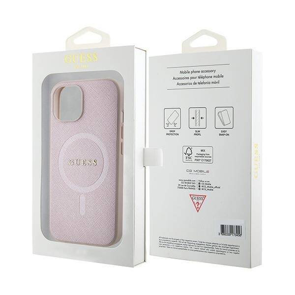 GUESS GUHMP15SPSAHMCP IPHONE 15/14/13 6.1 "PINK / PINK HARDCASE SAFFIANO MAGSAFE