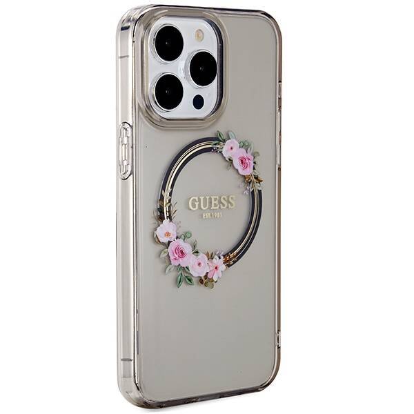 GUESS GUHMP15XHFWFCK IPHONE 15 PRO MAX 6.7 "BLACK/BLACK HARDCASE IML FLOWERS WREST MAGSAFE