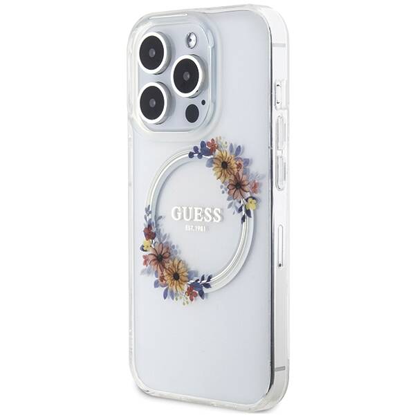 GUESS GUHMP15XHFWFFCT IPHONE 15 PRO MAX 6.7 "TRANSPARENT HARDCASE IML FLOWERS WREATCH MAGSAFE