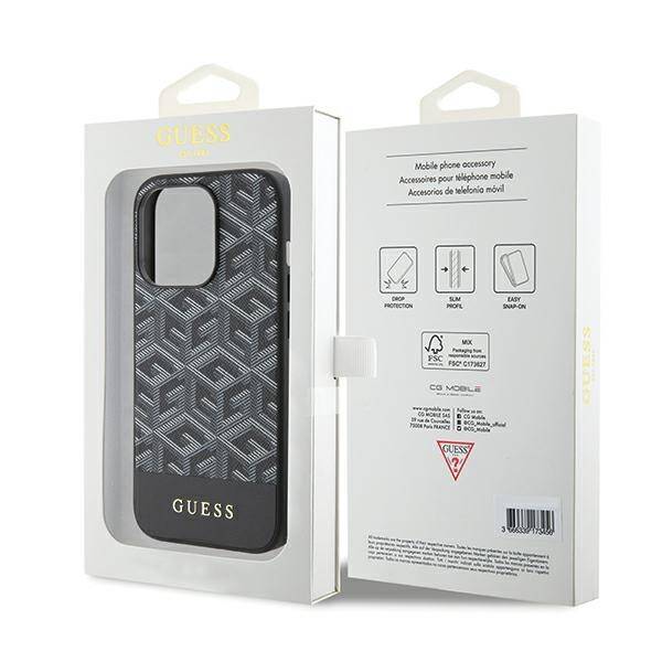 GUESS GUHMP15XHGCFSEK IPHONE 15 PRO MAX 6.7 "BLACK/BLACK HARDCASE GCUBE STRIPES MAGSAFE