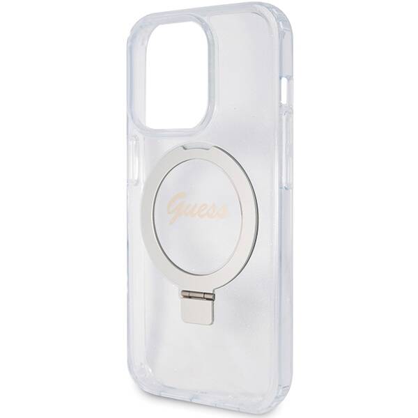 GUESS GUHMP15XHRSGSD IPHONE 15 PRO MAX 6.7 "TRANSPARENT/TRANSPARENT HARDCASE RING STAND SCRIPT GLITTER MAGSAFE